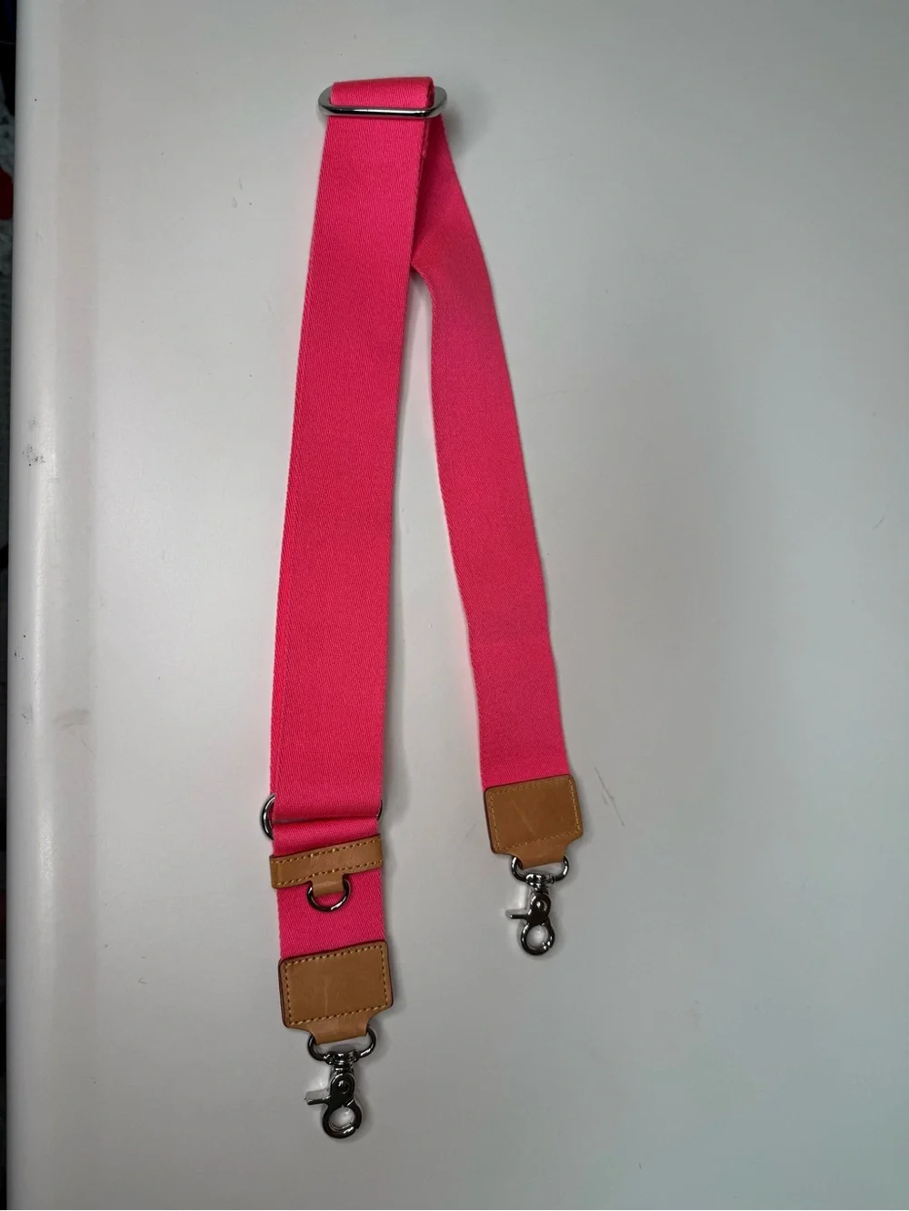 MZ Wallace Hot Pink Adjustable Strap with Tan Leather Accents - Picture 5 of 6